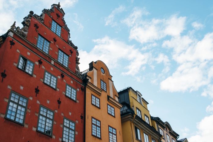 Row of houses in Stockholm Sweden